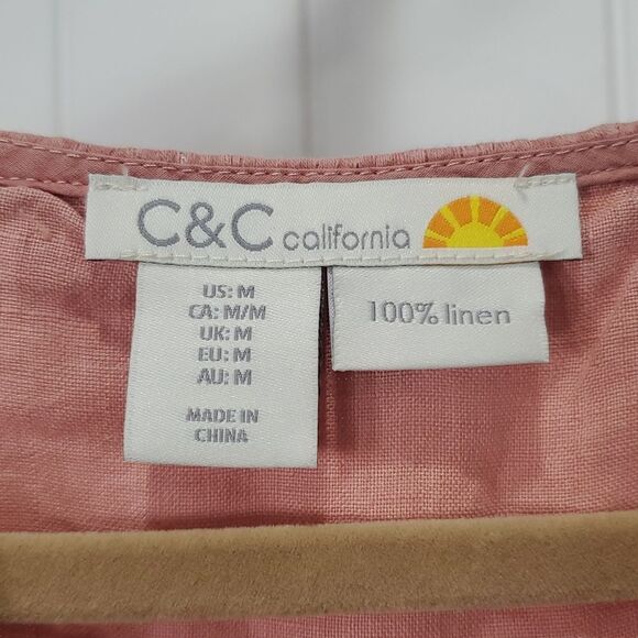 C&C California Sleeveless Artesian 100% Linen Embroderied Midi Drsss, Med - Picture 2 of 6